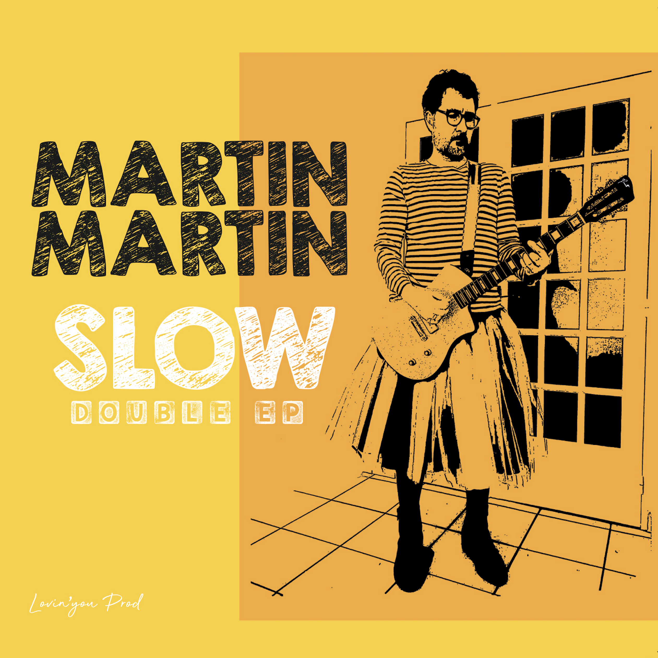 Voici la ochette de SLOW, le premier album de MARTINMARTIN. Il apparaît avec son tutu et sa Lou Juniore, guitare à paillette créée par Girault Guitars.